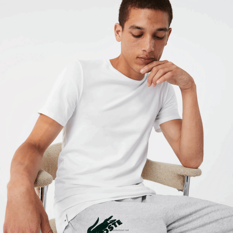 Lacoste katoenen T-shirt met ronde hals, 3-pack 0828H1349 wit grijs chine zwart bxy Heren