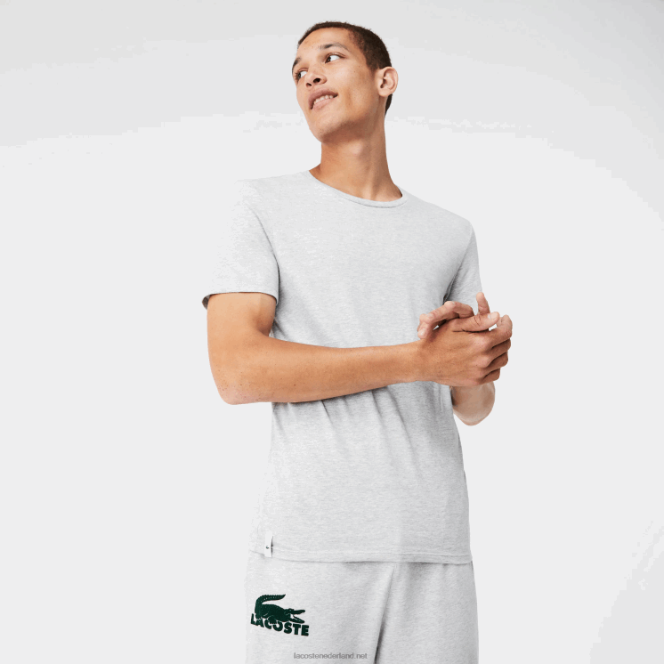 Lacoste katoenen T-shirt met ronde hals, 3-pack 0828H1349 wit grijs chine zwart bxy Heren