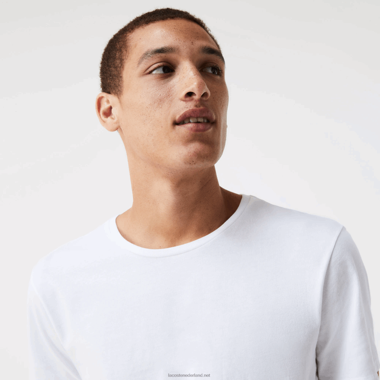 Lacoste katoenen T-shirt met ronde hals, 3-pack 0828H1350 wit 001 Heren