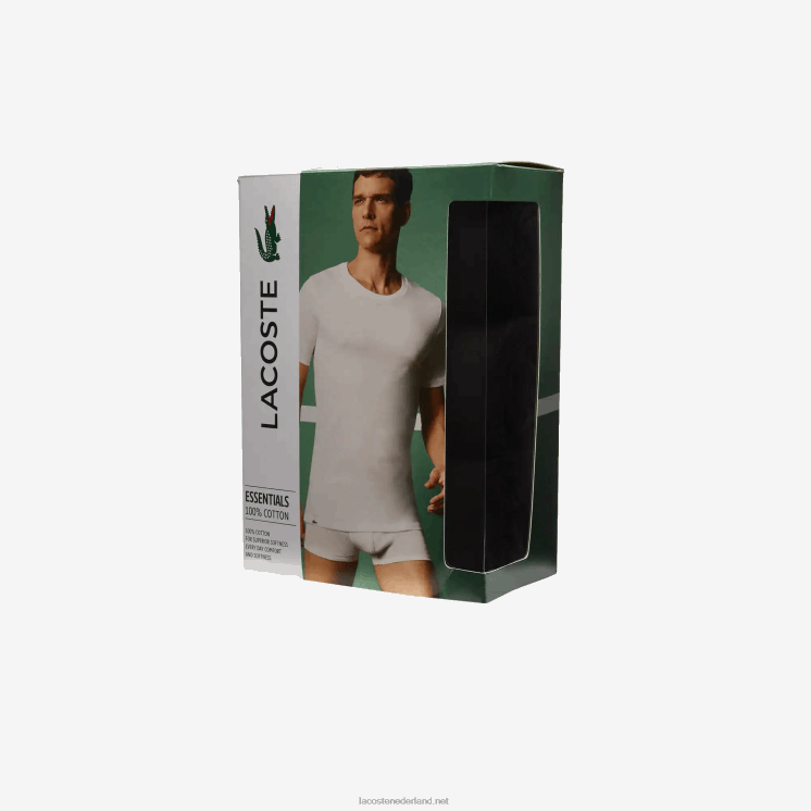 Lacoste katoenen T-shirt met ronde hals, 3-pack 0828H1351 zwart 031 Heren