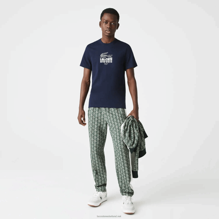 Lacoste katoenen T-shirt met ronde hals en krokodillenlogo 0828H1580 marineblauw 166 Heren