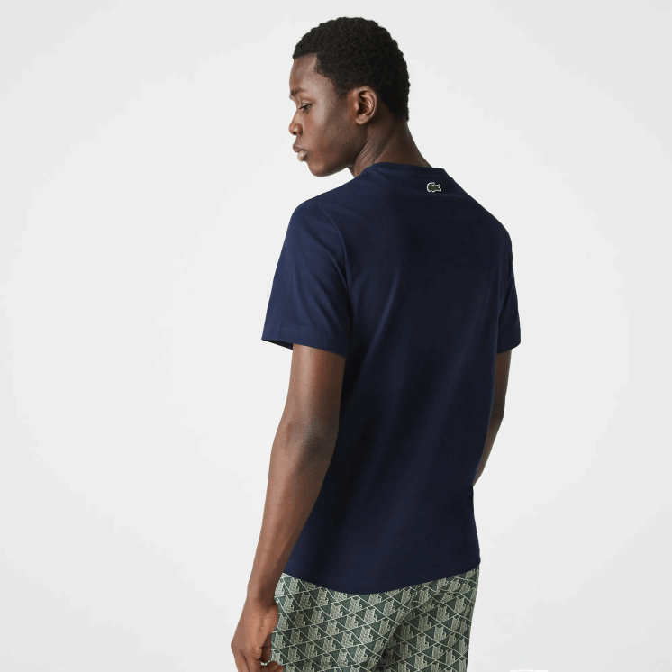 Lacoste katoenen T-shirt met ronde hals en krokodillenlogo 0828H1580 marineblauw 166 Heren