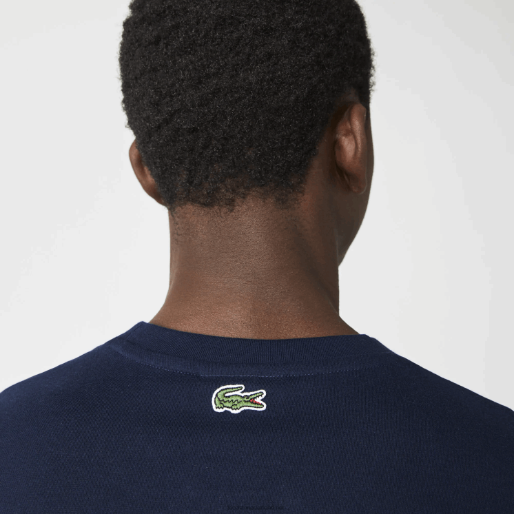 Lacoste katoenen T-shirt met ronde hals en krokodillenlogo 0828H1580 marineblauw 166 Heren