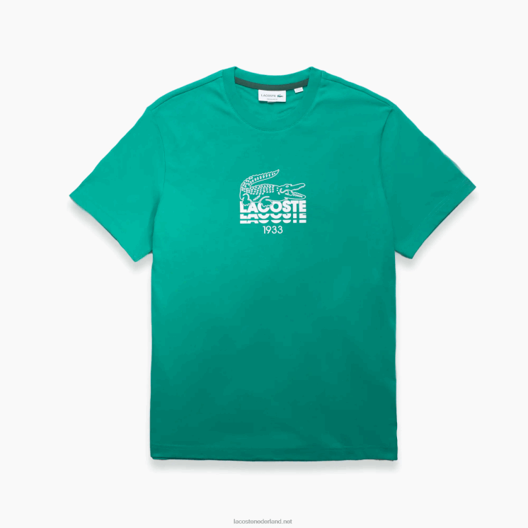 Lacoste katoenen T-shirt met ronde hals en krokodillenlogo 0828H1582 groene hd2 Heren