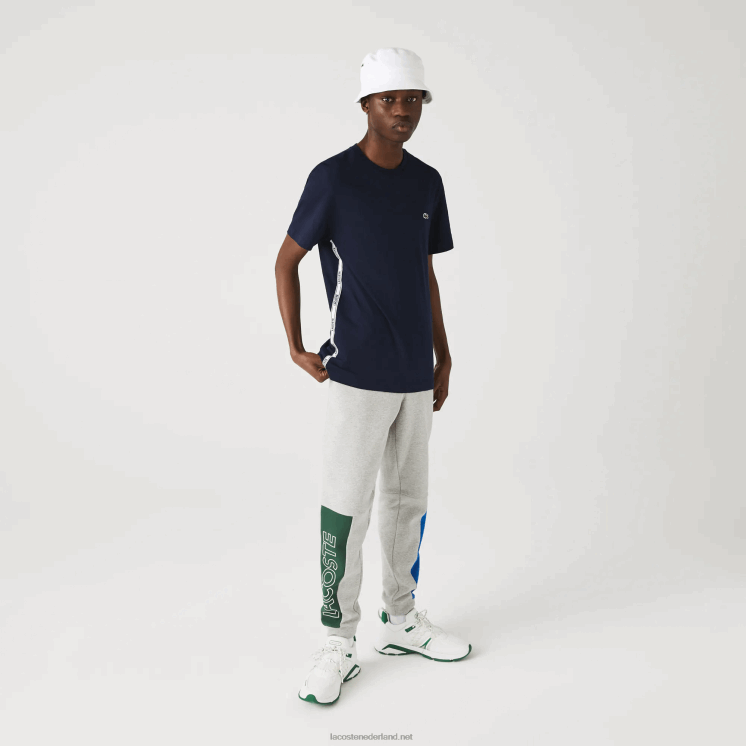 Lacoste katoenen T-shirt met ronde hals en merklogo 0828H909 marineblauw 166 Heren