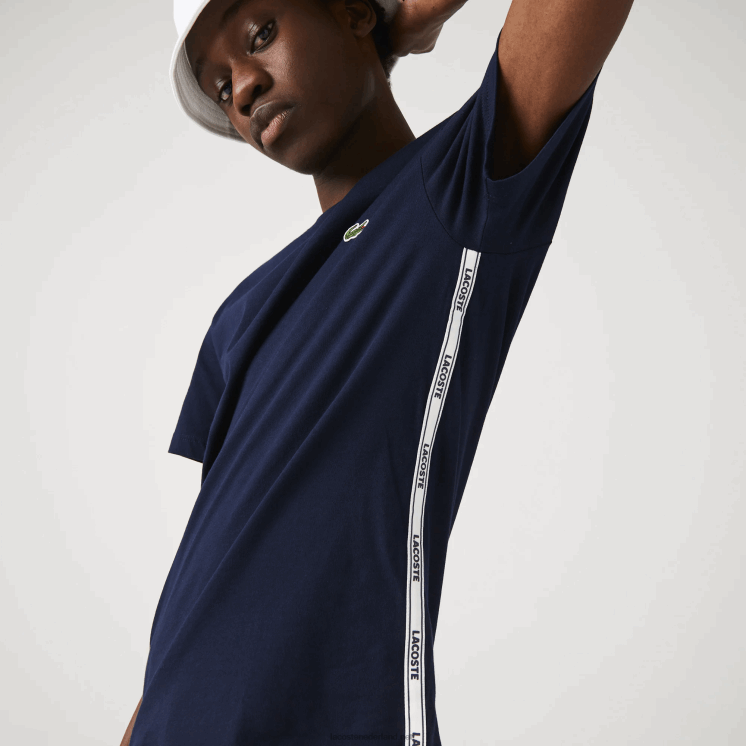 Lacoste katoenen T-shirt met ronde hals en merklogo 0828H909 marineblauw 166 Heren