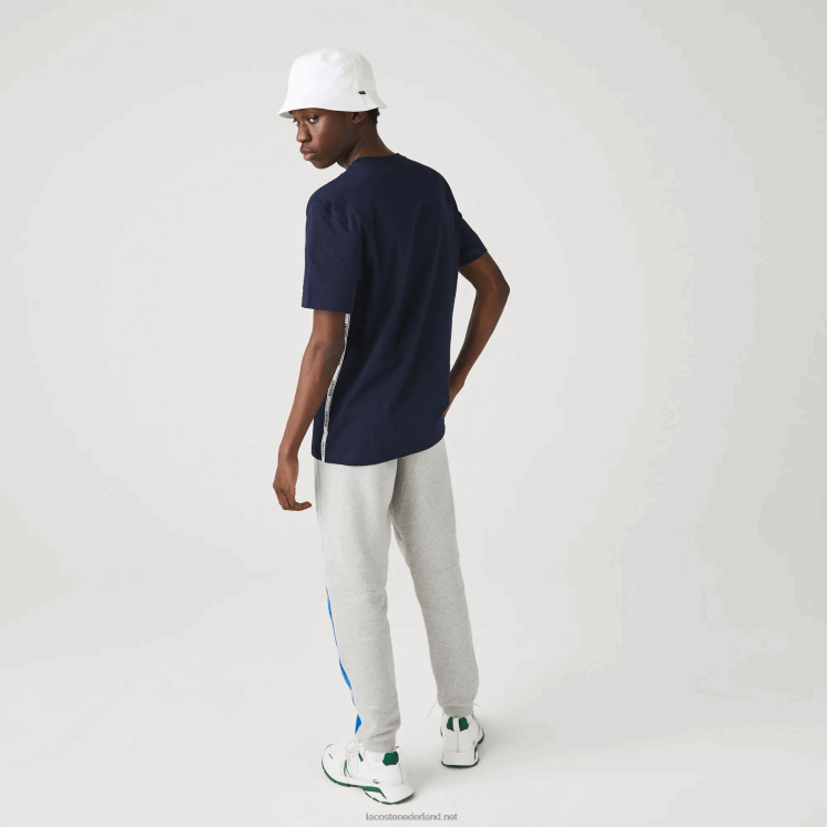 Lacoste katoenen T-shirt met ronde hals en merklogo 0828H909 marineblauw 166 Heren