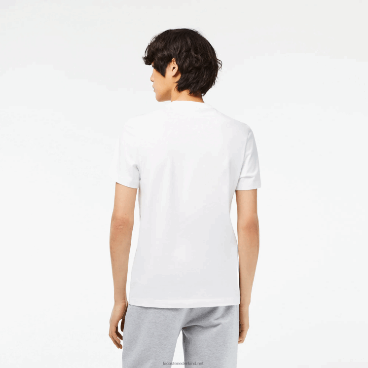 Lacoste katoenen jersey print t-shirt 0828H63 wit 001 Heren