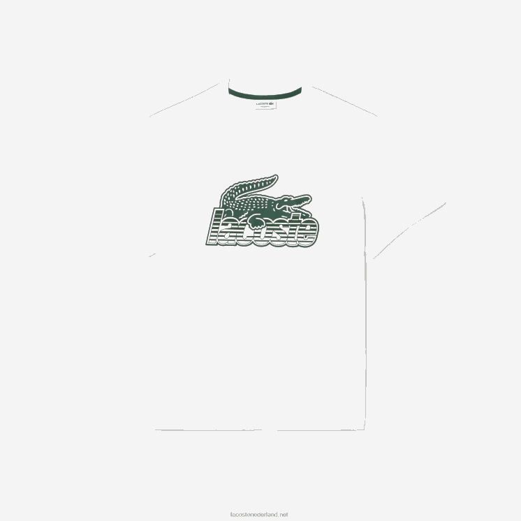 Lacoste katoenen jersey print t-shirt 0828H63 wit 001 Heren