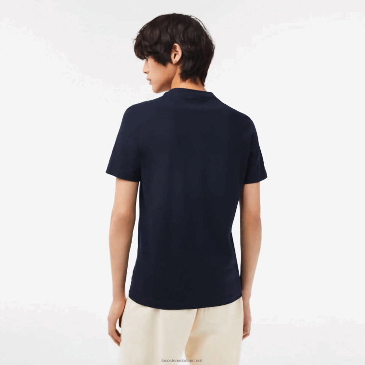 Lacoste katoenen jersey print t-shirt 0828H64 marineblauw 166 Heren