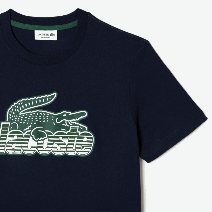 Lacoste katoenen jersey print t-shirt 0828H64 marineblauw 166 Heren