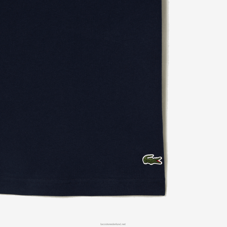Lacoste katoenen jersey print t-shirt 0828H64 marineblauw 166 Heren