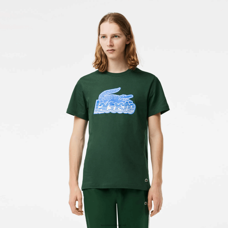 Lacoste katoenen jersey print t-shirt 0828H65 groen 132 Heren