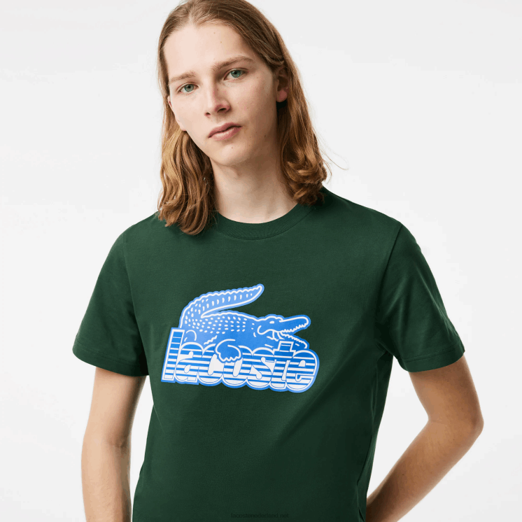 Lacoste katoenen jersey print t-shirt 0828H65 groen 132 Heren