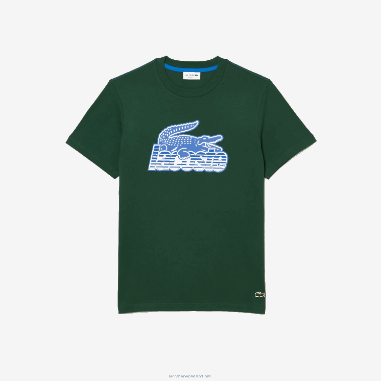 Lacoste katoenen jersey print t-shirt 0828H65 groen 132 Heren