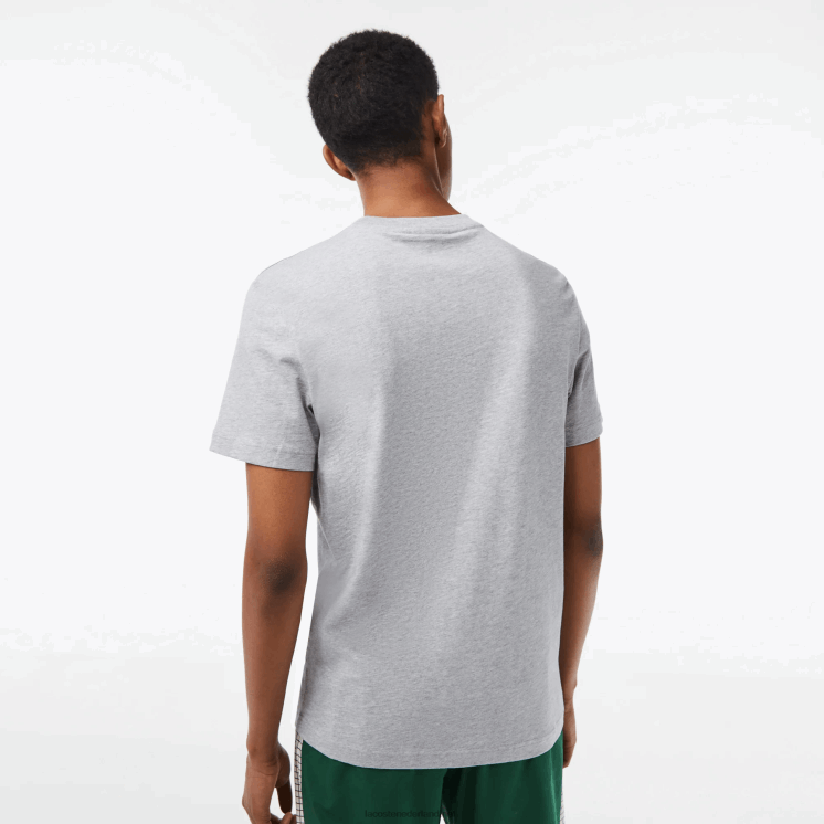 Lacoste katoenen jersey print t-shirt 0828H66 grijze chine ca Heren