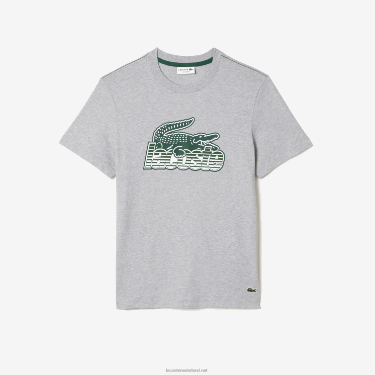Lacoste katoenen jersey print t-shirt 0828H66 grijze chine ca Heren
