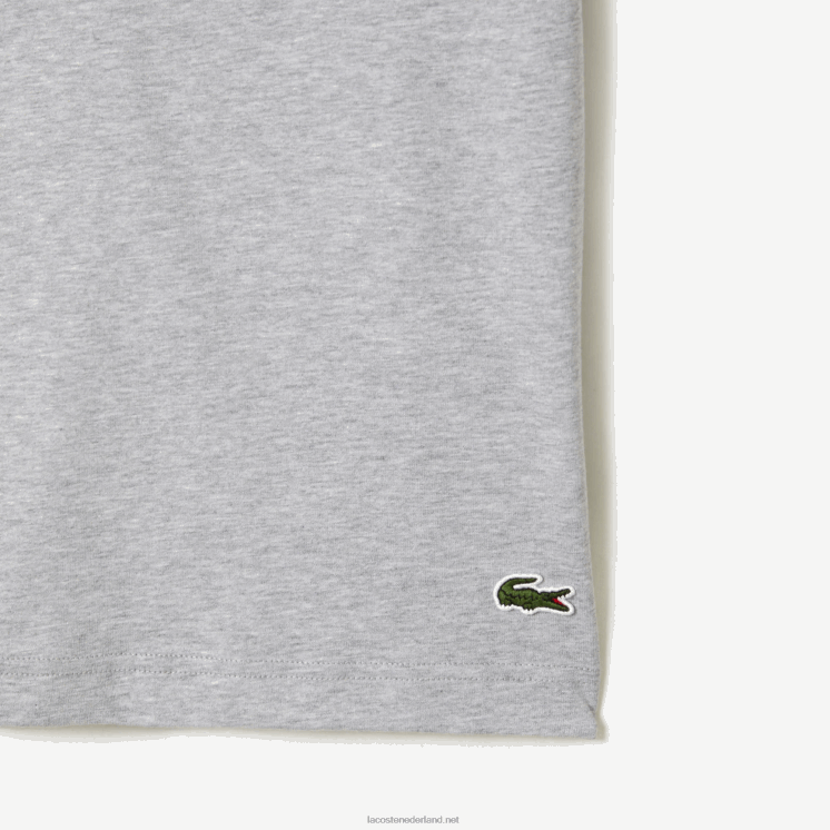 Lacoste katoenen jersey print t-shirt 0828H66 grijze chine ca Heren