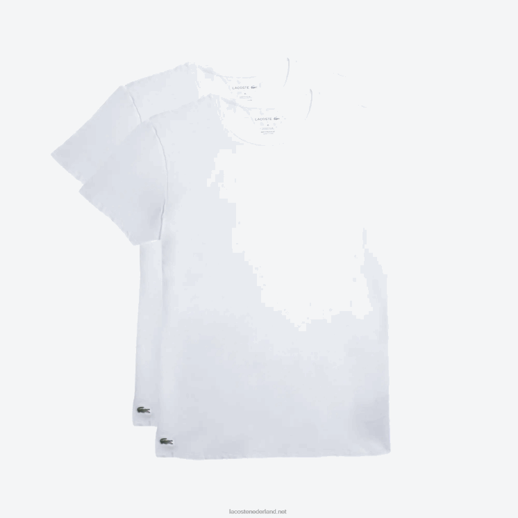Lacoste katoenen lounge T-shirt met ronde hals, set van 2 0828H1542 wit 001 Heren