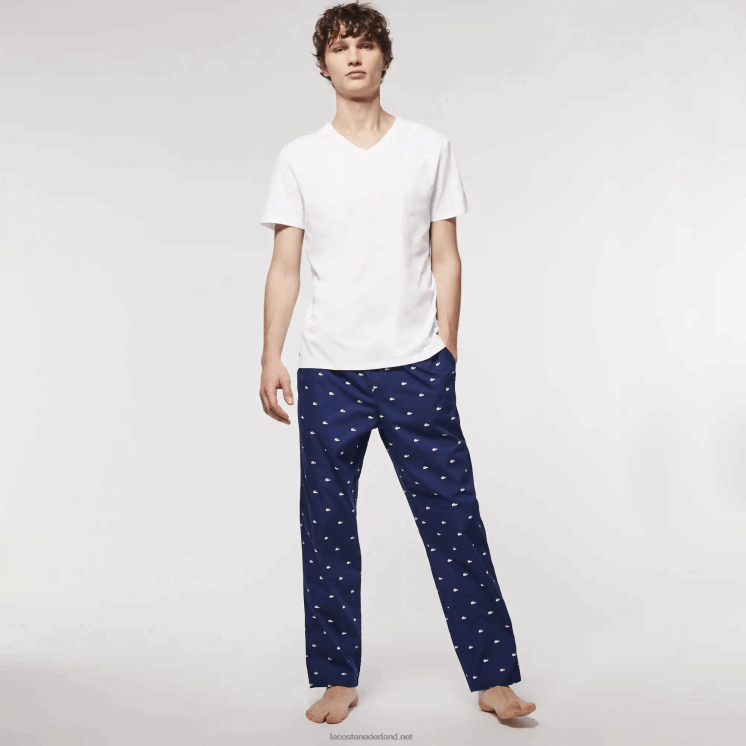 Lacoste katoenen lounge t-shirt met v-hals 3-pack 0828H1335 wit 001 Heren