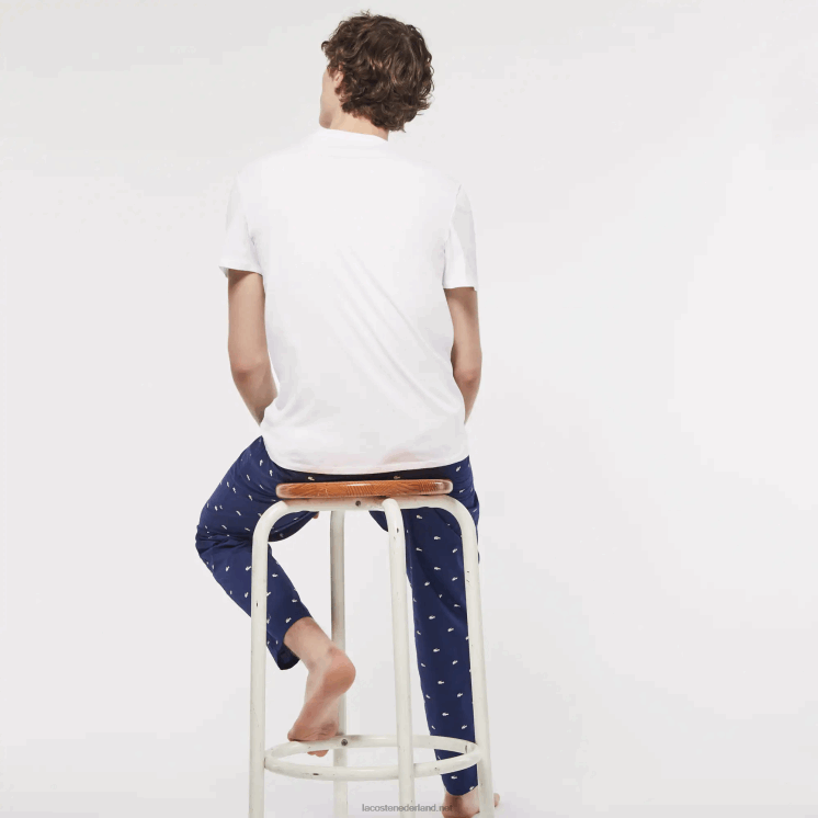 Lacoste katoenen lounge t-shirt met v-hals 3-pack 0828H1335 wit 001 Heren
