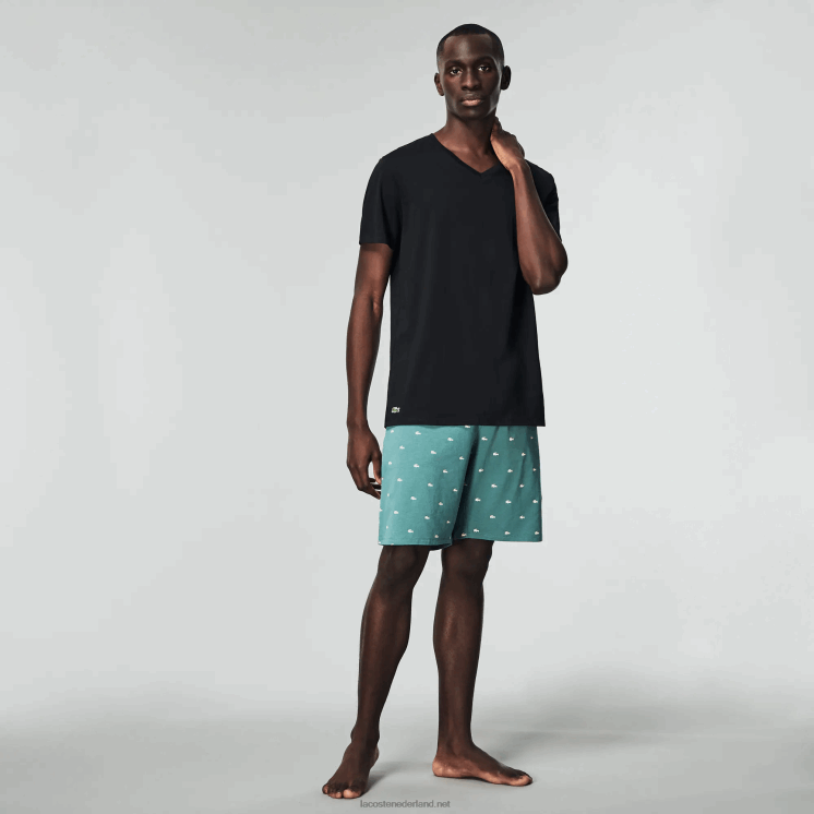 Lacoste katoenen lounge t-shirt met v-hals 3-pack 0828H1336 zwart 031 Heren