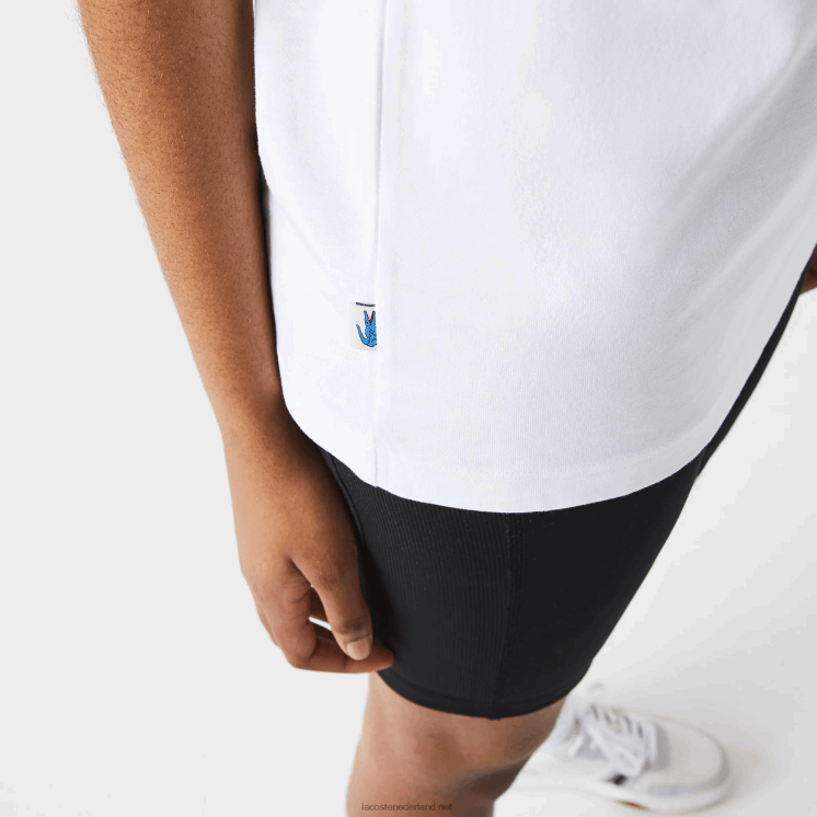 Lacoste levend katoenen t-shirt 0828H941 wit blauw geel d1q Heren