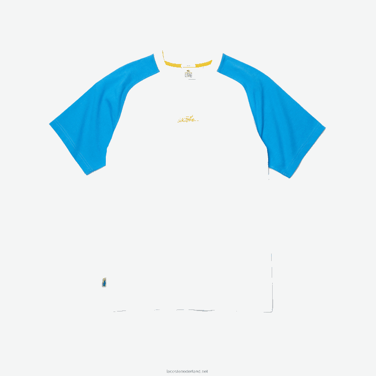Lacoste levend katoenen t-shirt 0828H941 wit blauw geel d1q Heren