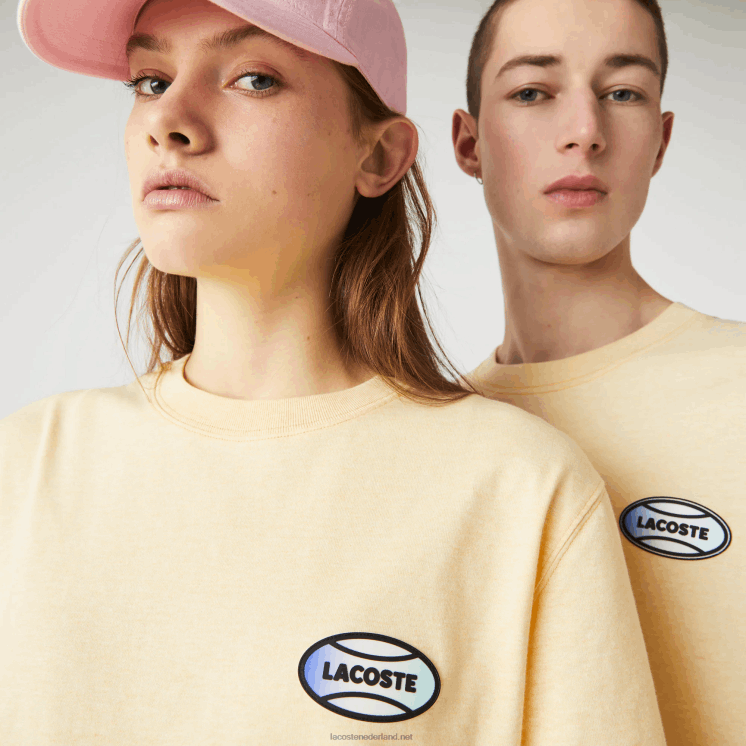 Lacoste live zomerpakket losvallend gevlekt katoenen t-shirt 0828H936 gele hbz Heren