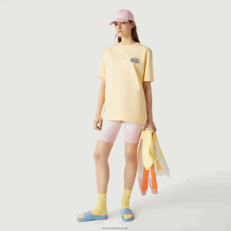 Lacoste live zomerpakket losvallend gevlekt katoenen t-shirt 0828H936 gele hbz Heren