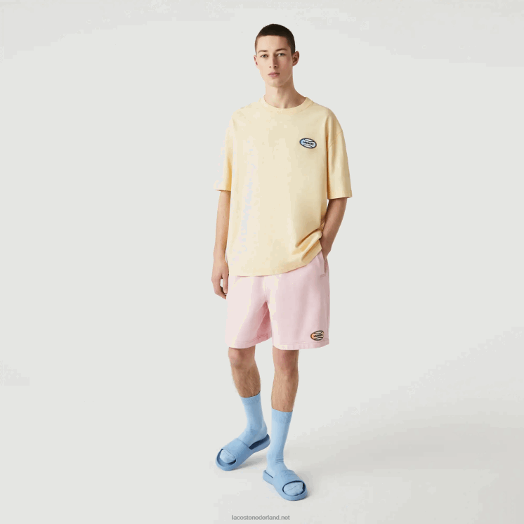 Lacoste live zomerpakket losvallend gevlekt katoenen t-shirt 0828H936 gele hbz Heren