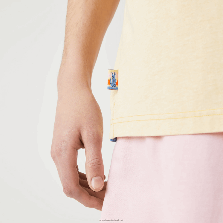 Lacoste live zomerpakket losvallend gevlekt katoenen t-shirt 0828H936 gele hbz Heren