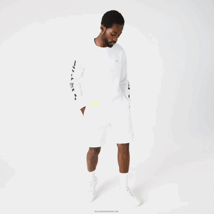 Lacoste losvallend T-shirt met print 0828H796 wit 001 Heren
