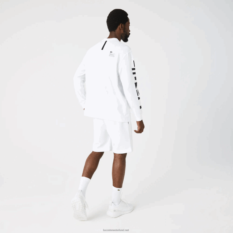 Lacoste losvallend T-shirt met print 0828H796 wit 001 Heren