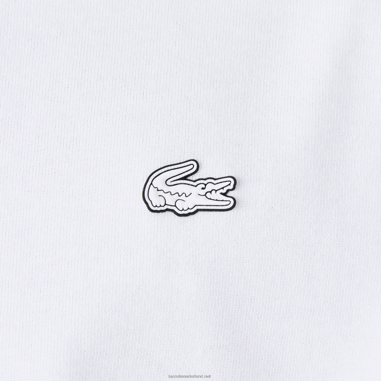 Lacoste losvallend T-shirt met print 0828H796 wit 001 Heren
