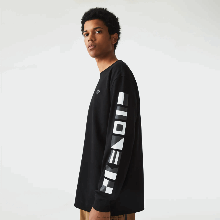 Lacoste losvallend T-shirt met print 0828H797 zwart 031 Heren