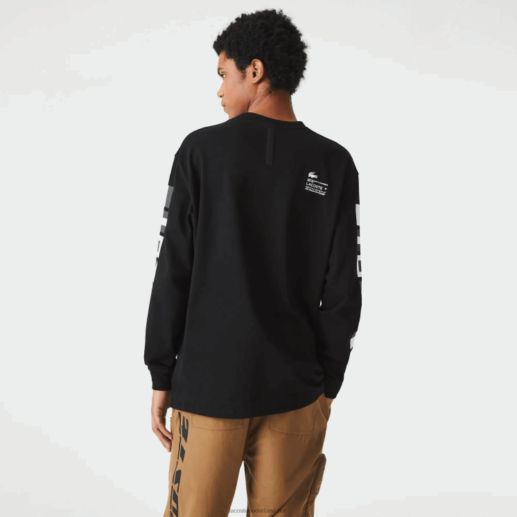 Lacoste losvallend T-shirt met print 0828H797 zwart 031 Heren