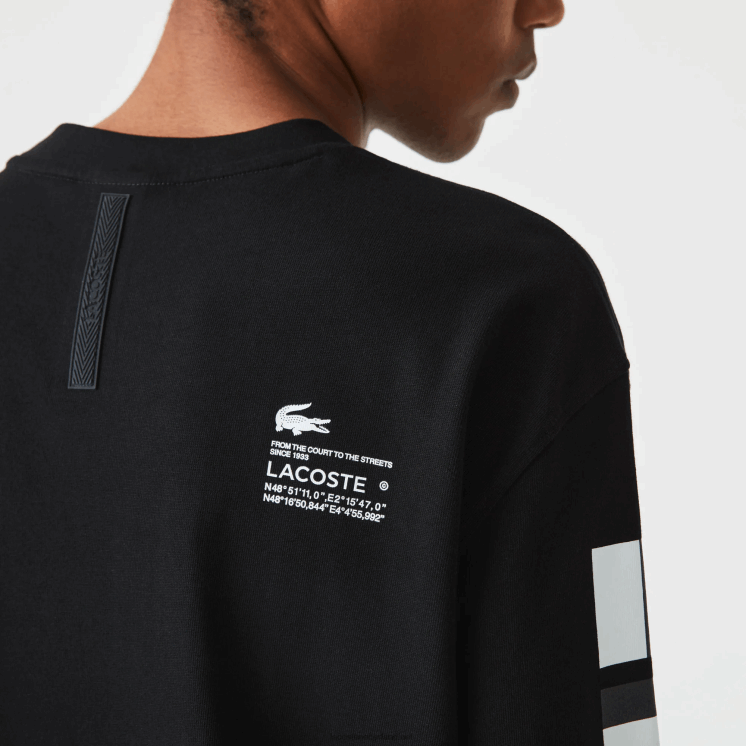 Lacoste losvallend T-shirt met print 0828H797 zwart 031 Heren