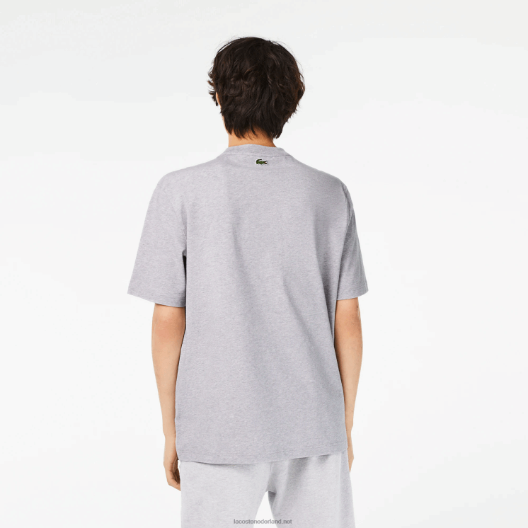 Lacoste losvallend T-shirt met ronde hals en krokodillenprint 0828H253 grijze chine ca Heren