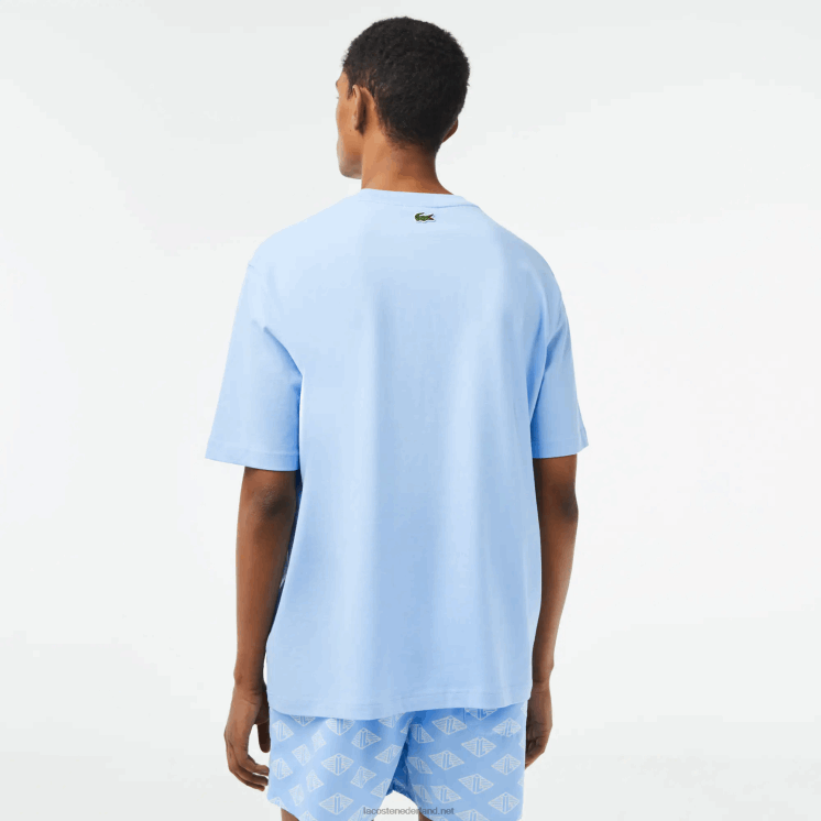 Lacoste losvallend T-shirt met ronde hals en krokodillenprint 0828H255 blauwe hbp Heren