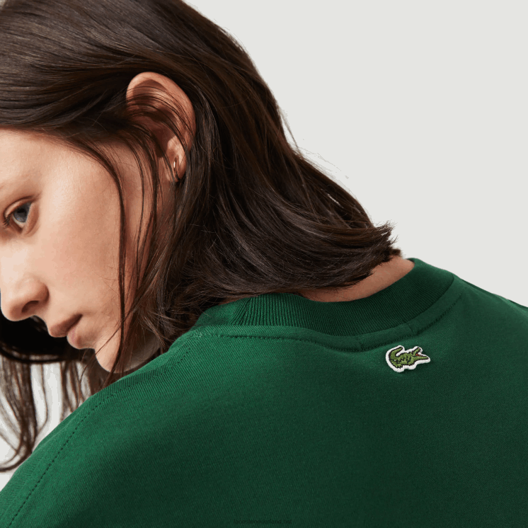 Lacoste losvallend groot T-shirt van biologisch katoen met krokodillenleer 0828H77 groen 132 Heren