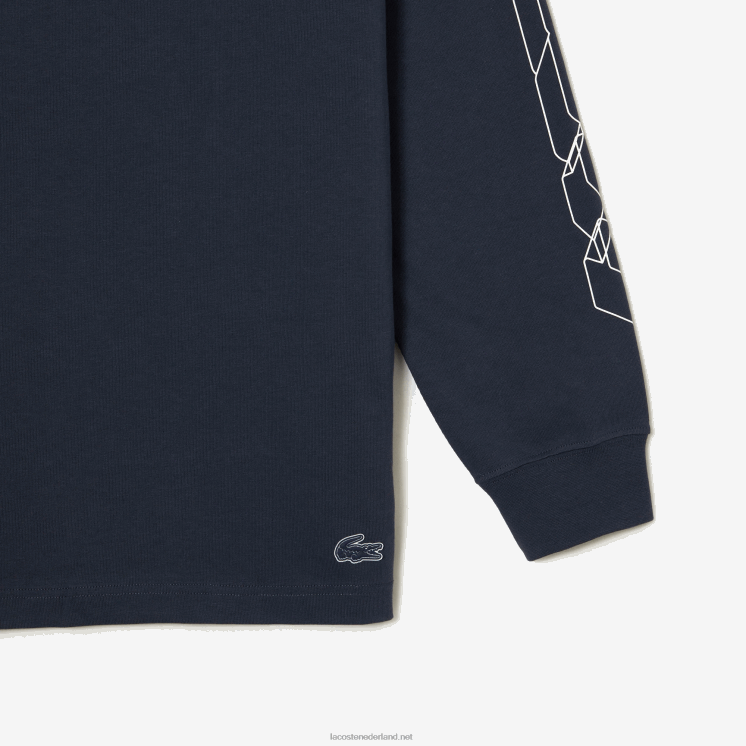 Lacoste losvallend katoenen jersey T-shirt met lange mouwen 0828H176 blauwe kxe Heren