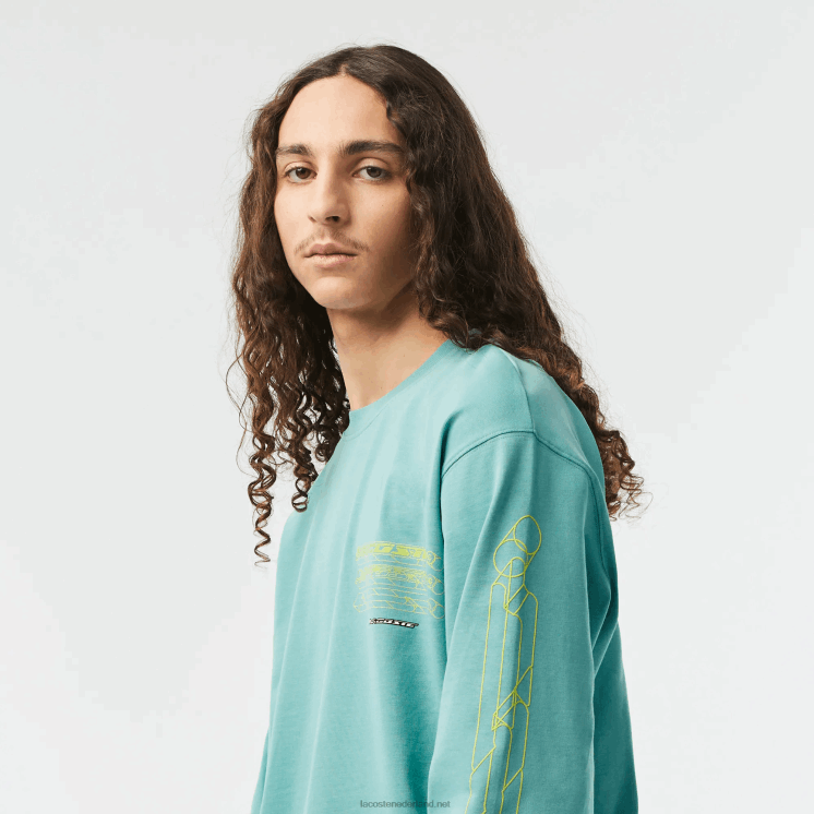 Lacoste losvallend katoenen jersey T-shirt met lange mouwen 0828H177 groen 3a4 Heren