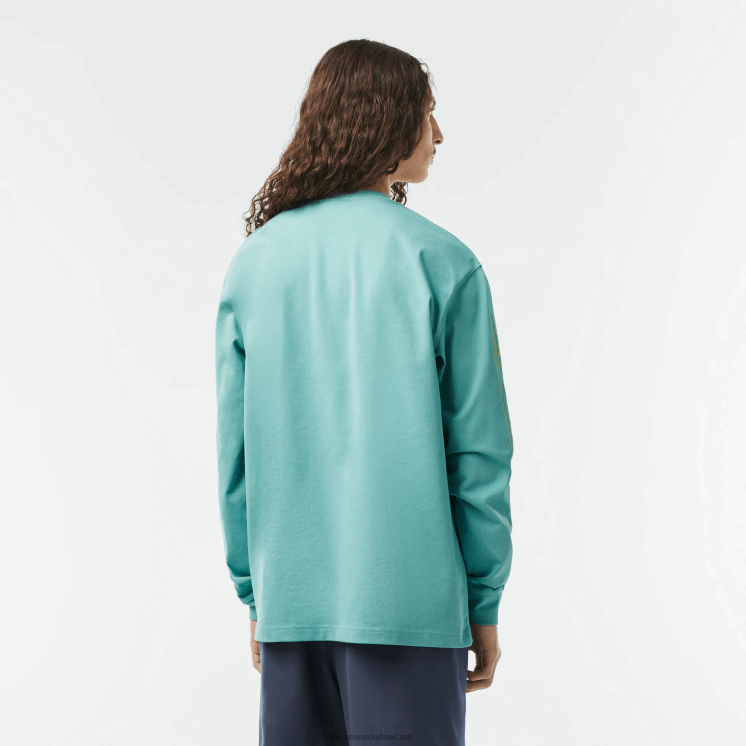 Lacoste losvallend katoenen jersey T-shirt met lange mouwen 0828H177 groen 3a4 Heren