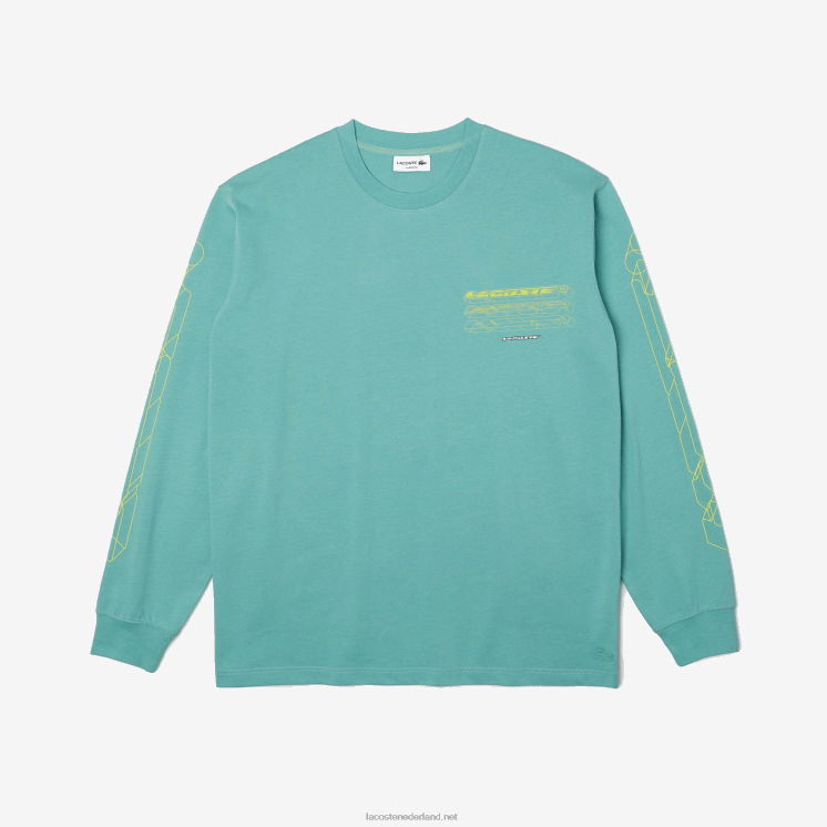 Lacoste losvallend katoenen jersey T-shirt met lange mouwen 0828H177 groen 3a4 Heren
