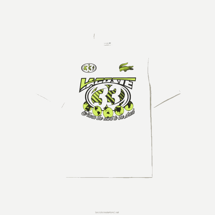 Lacoste losvallend katoenen jersey print t-shirt 0828H144 wit 70v Heren