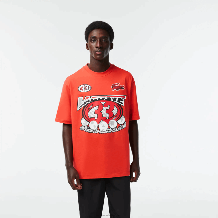 Lacoste losvallend katoenen jersey print t-shirt 0828H145 oranje 02k Heren
