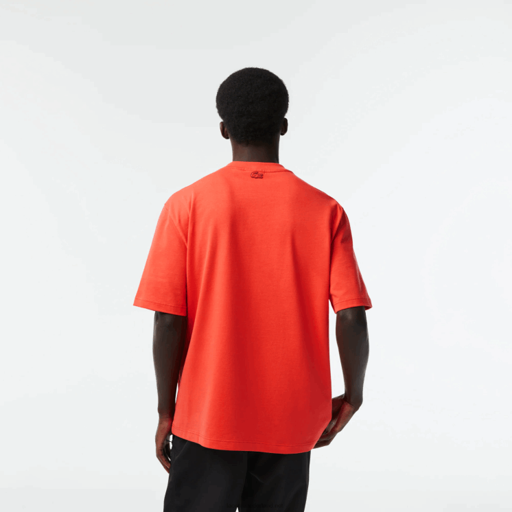Lacoste losvallend katoenen jersey print t-shirt 0828H145 oranje 02k Heren