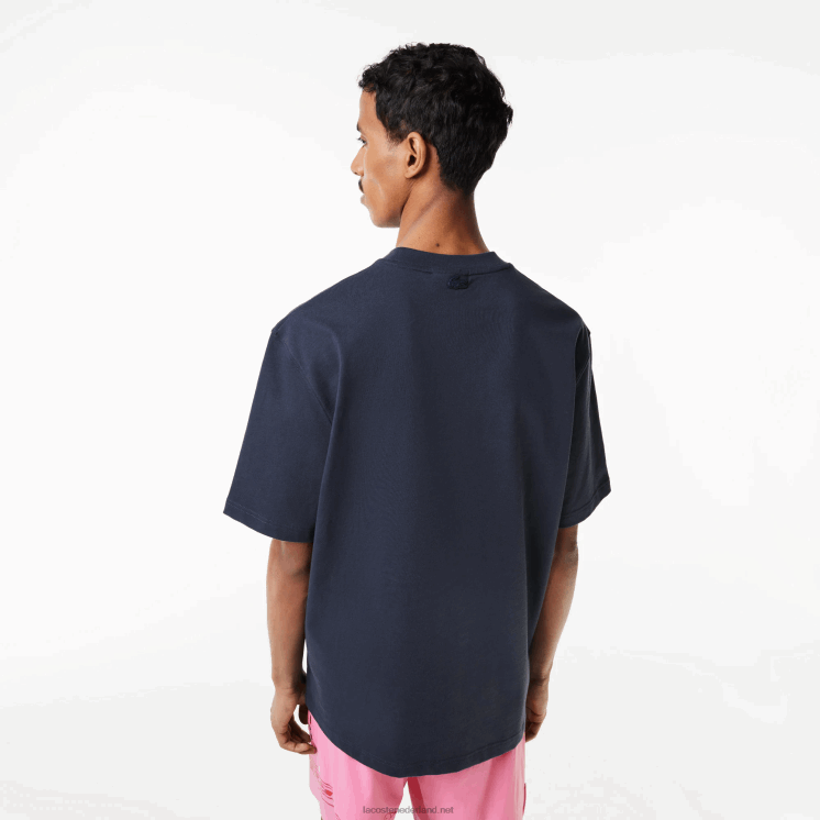 Lacoste losvallend katoenen jersey print t-shirt 0828H146 blauwe kxe Heren