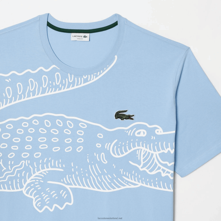 Lacoste losvallend katoenen t-shirt - grote maat - lang 0828H135 blauwe hbp Heren